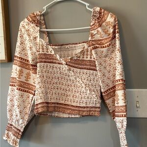 Bohemian Floral Smocked Top cropped